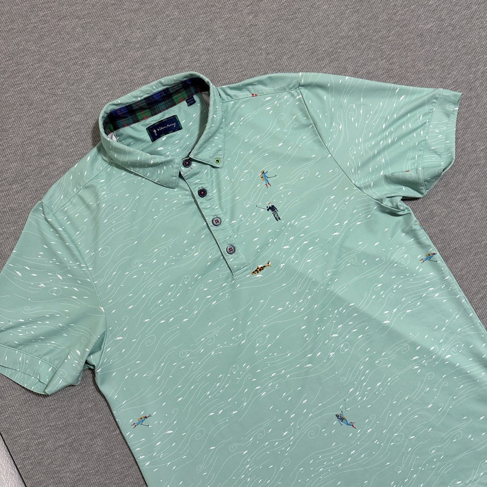 William Murray Golf Scuba Fishing Polo Shirt Caddyshack Mint Green Mens Medium